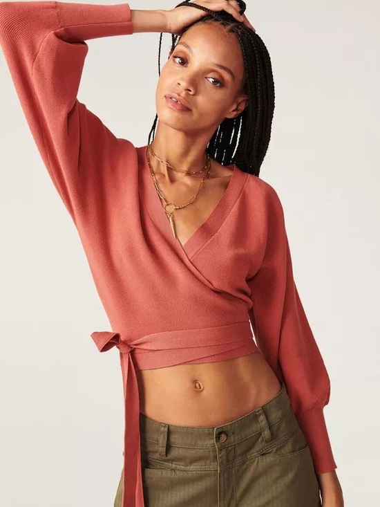 ba&sh Sweaters - ba&sh Coral Tie-Front Bolero Cardigan 0